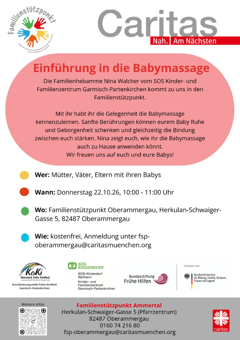 Einführung in die Babymassage im Familienstützpunkt Oberammergau