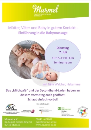 Einführung in die Babymassage - Mütter, Väter und Baby in gutem Kontakt